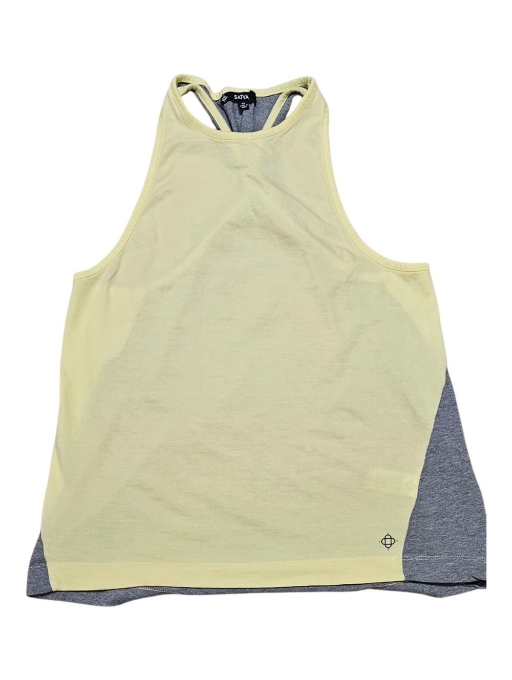 Satva  Women’s Light Yellow Racerback Tank with Grey Side Panels